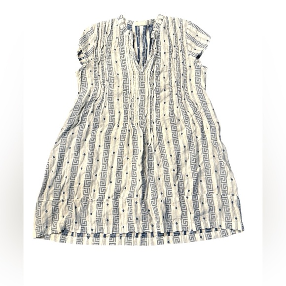 CP Shades, GORGEOUS Linen Tunic Dress, Medium, Greek key print, darts - Picture 2 of 4